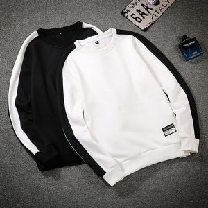 Men Patchwork Long Sleeve Pullover Crewneck Autumn And Winter Men's Sweatshirts Comfortable Black White Men's Sweatshirts