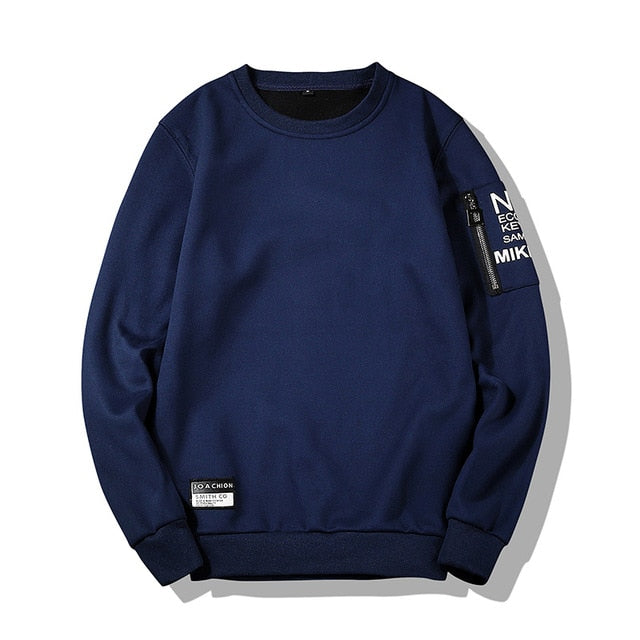 Solid Color Long Sleeve Pullover Sleeve Letter Printing Men's Sweatshirts Zippers Design Black White Blue Green Sweatshirts