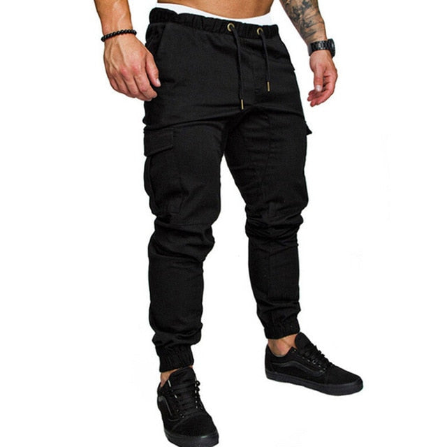 Autumn Men Pants Hip Hop Harem Joggers Pants 2019 New Male Trousers Mens Solid Multi-pocket Cargo Pants Skinny Fit Sweatpants